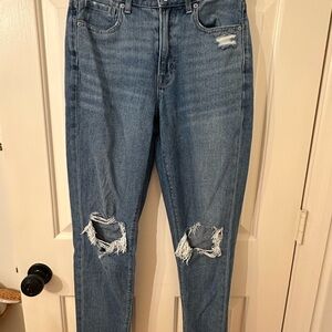 American Eagle Outfitters Ripped Blue Straight Leg Jeans